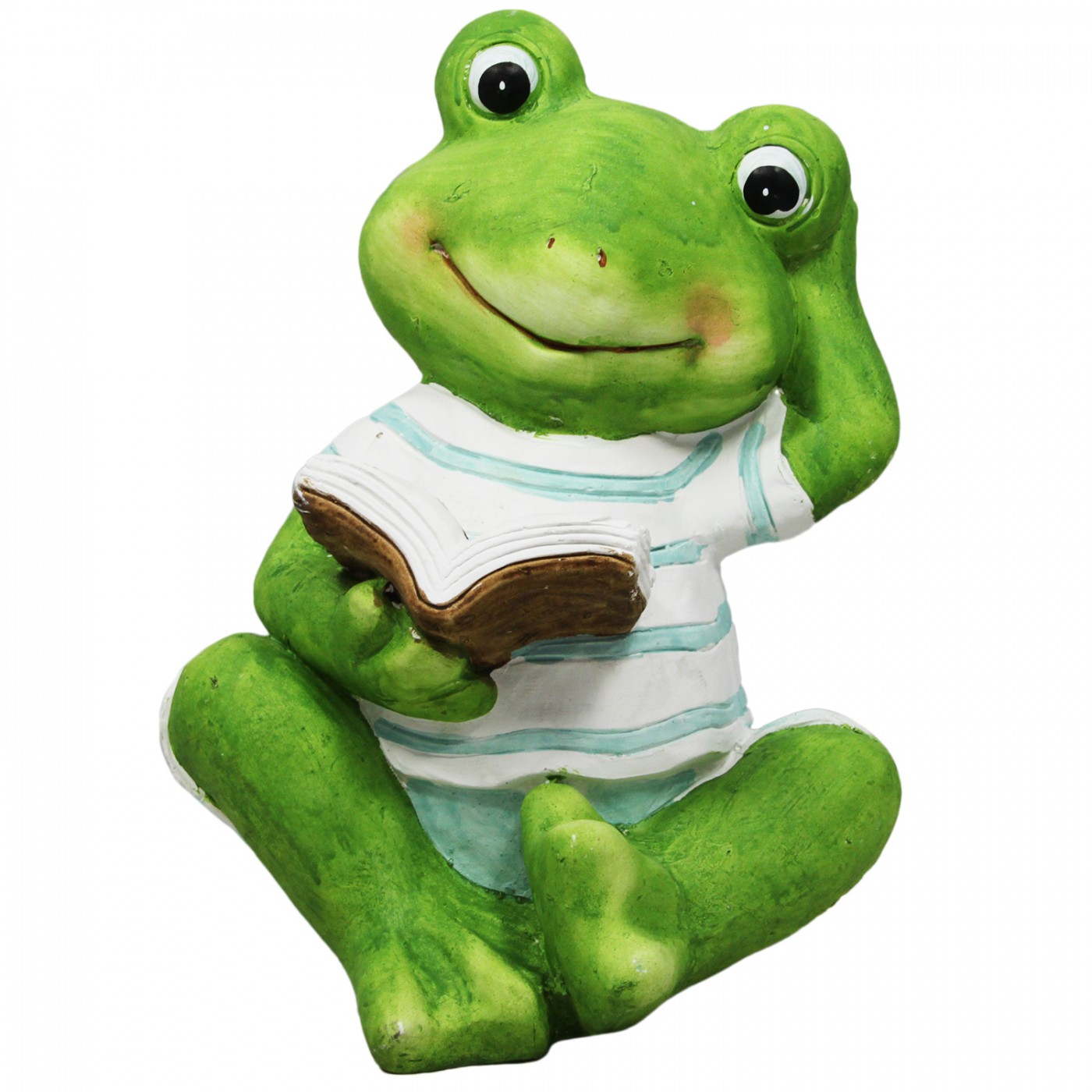 Figurka ogrodowa - Żaba z książką chłopiec