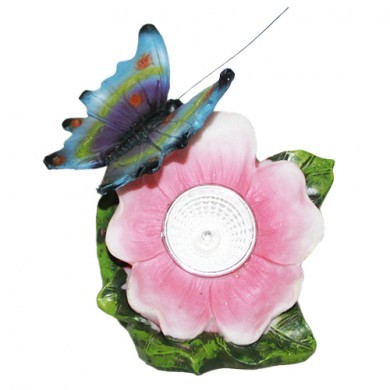 Figurka solarna kwiat z motylem