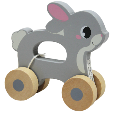 Zabawka drewniana na kółkach zwierzątko - Królik