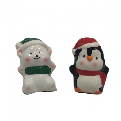 Zestaw świąteczny - solniczka i pieprzniczka - Miś i pingwin