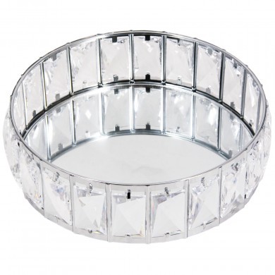 Taca lustrzana szklana srebrna okrągła - glamour 26 cm
